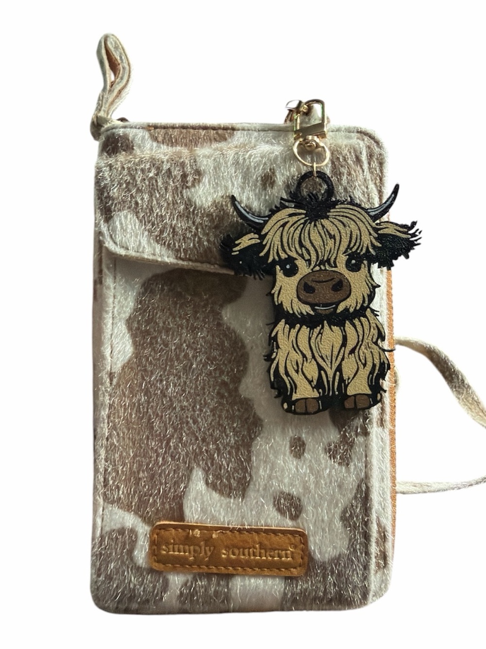 Simply Southern Cowhide Print Phone Crossbody Wallet/Card Holder EUC